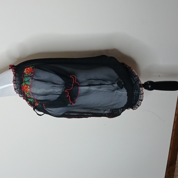 Twenty one floral scrunch  key hole sheer blouse size medium - Picture 4 of 15